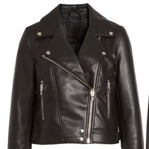 Faux leather motto jacket